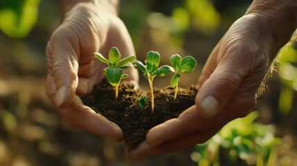 Fototapeta premium Hands holding seedlings