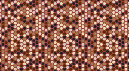 Abstract geometric pattern featuring a dynamic diagonal arrangement of multicolored circles.