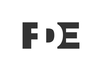 FDE logo design. Initial letter F D E bold font style for tech startups, consulting, corporate branding. Creative company name, headlines typography identity, trendy logotype.
