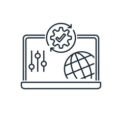 Web setting. Helps of customers, employees fix issues, setup software, equipment. access and control desktop of computers or laptop via  internet connection.Vector illustration, icon isolated on white