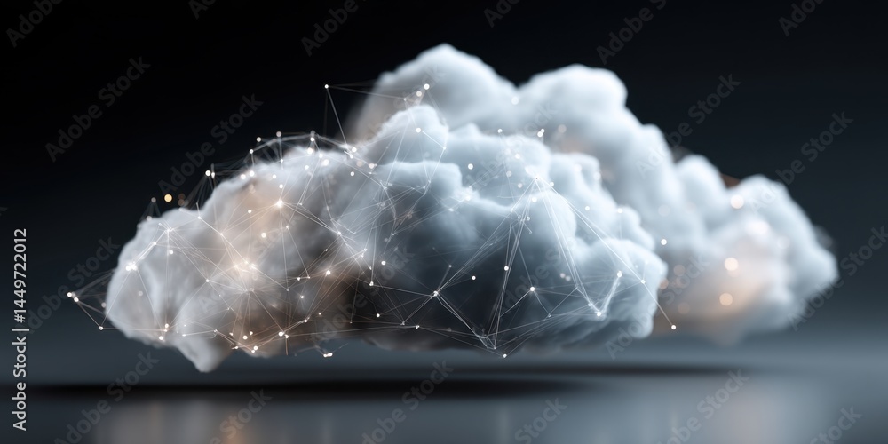 Wall mural futuristic cloud computing concept with digital network connections on dark background