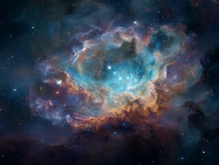 Fototapeta premium Stunning celestial nebula formation featuring vibrant cosmic gas clouds