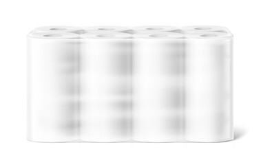 Set of paper towels in film mockup. Vector illustration isolated on white background. Can be use for template your design, presentation, promo, ad. EPS10.