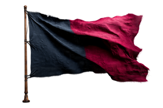 Unique black and red flag on a transparent background