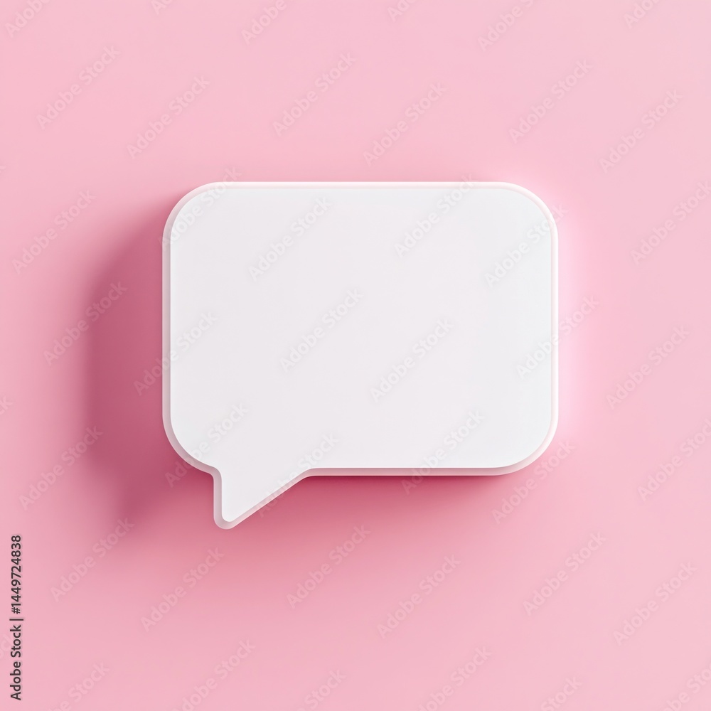 Poster white speech bubble on pink background offering space for text input
