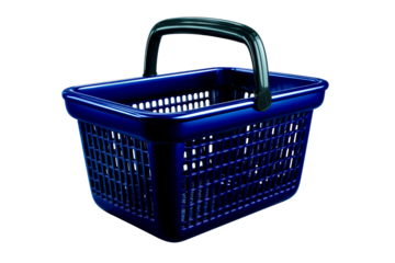 Shopping basket in vibrant blue color with sturdy handle