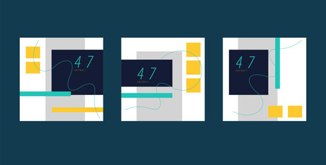 Set of creative minimalist hand painted illustrations for wall decoration, postcard or brochure cover design. Vector EPS10.