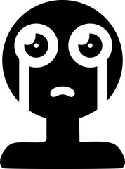 Sad Cartoon Character Icon with Tears