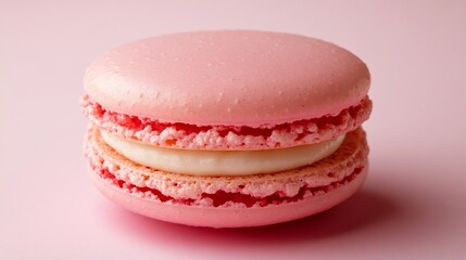 Pink macaron with creamy filling