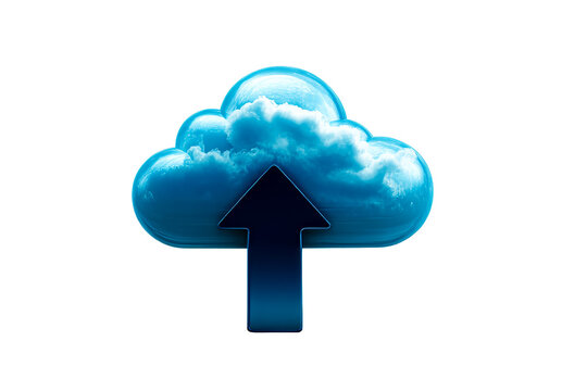 Cloud upload icon with upward arrow for digital storage concept