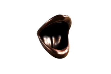 Intricate bronze sculpture of a mouth with transparent background