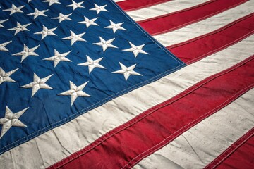 Obraz premium American Flag With Vibrant Colors and White Stars in Detail Generative AI