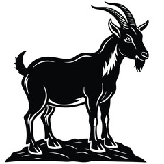 black and white goat vector shilloute