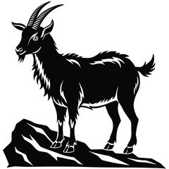 black and white goat vector shilloute