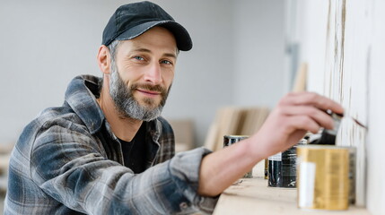 Artist applying paint in studio, showcasing creativity and passion for craftsmanship during daytime