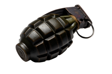 Military grenade on transparent background