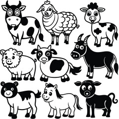 various farm animal vector collection