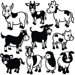 various farm animal vector collection