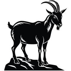 black and white goat vector shilloute