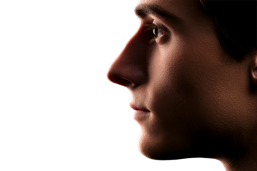 Profile view of a young man against transparent background