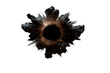 Black hole surrounded by explosive cosmic debris in space