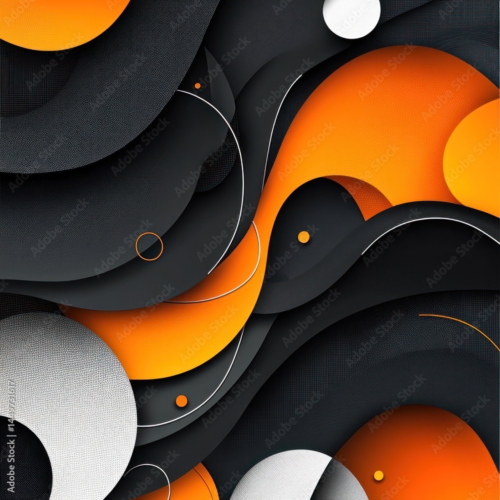 Poster abstract 3d colorful layered paper shapes floating over dark background, modern design