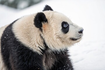 Fototapeta premium Close up View of a Panda Bear With a White Background Generative AI