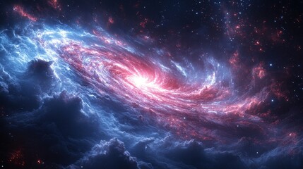 Obraz premium Intricate spiral galaxy displaying vibrant cosmic hues.