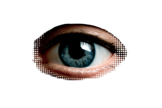 Close up of human eye showcasing intricate details and colors