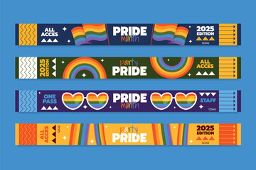 Naklejka premium Cute Flat Pride Month Bracelets Collection