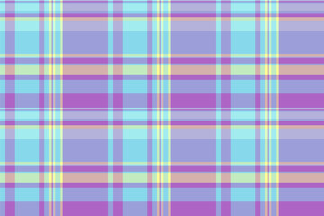 Backdrop plaid seamless texture, dreamy vector background fabric. Fluffy textile pattern check tartan in light and cyan colors.