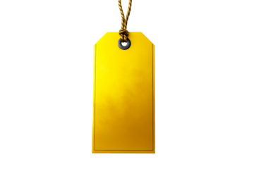 Yellow tag with string for labeling items or pricing products