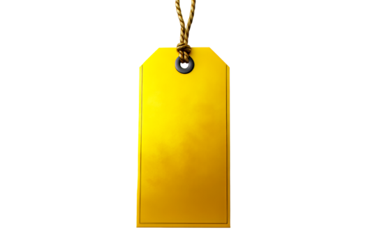 Yellow tag with string for labeling items or pricing products - Powered by Adobe