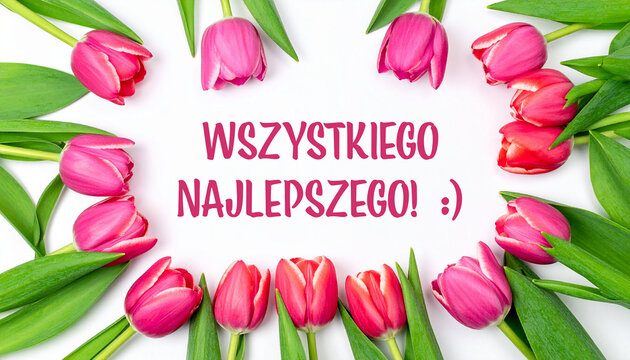 Wszystkiego najlepszego kartka tulipany 