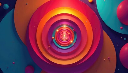 Symmetrical arrangement of overlapping circles creating optical illusion, illusion, modern