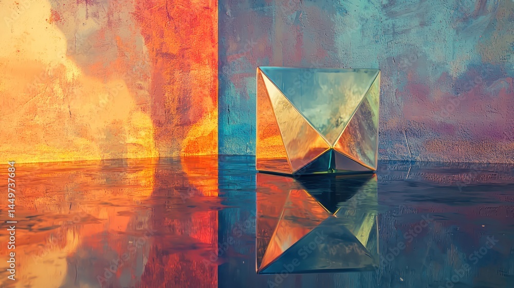 Aufkleber angular prism reflection sticker in a surrealistic style
