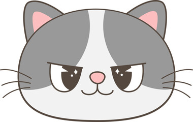 Cute Cartoon Cat Faces with Big Eyes – Kawaii Style Animal Vector