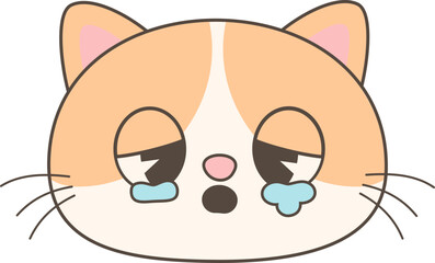 Cute Cartoon Cat Faces with Big Eyes – Kawaii Style Animal Vector