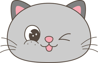 Cute Cartoon Cat Faces with Big Eyes – Kawaii Style Animal Vector