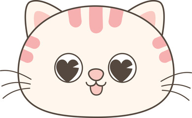 Cute Cartoon Cat Faces with Big Eyes – Kawaii Style Animal Vector