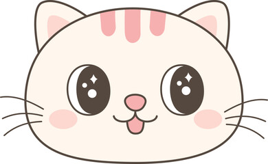 Cute Cartoon Cat Faces with Big Eyes – Kawaii Style Animal Vector