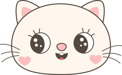 Cute Cartoon Cat Faces with Big Eyes – Kawaii Style Animal Vector