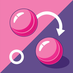 Glossy Spheres Vibrant Pink Ball White Circular Base