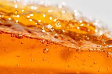 Water splash isolated on white background, Air Bubbles Float Up Under Blue Water. Pure Water Wave, Oxygen Relaxation. Blue bubbles Water Textured.