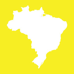 Brazil Outline Map On Yellow Background