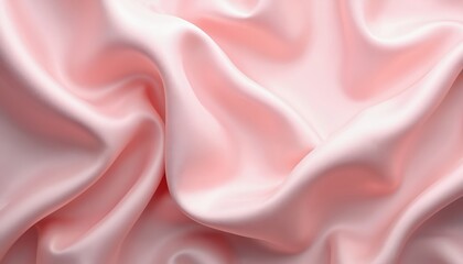 Obraz premium Delicate pastel pink silk satin fabric illustration. Smooth, shiny cloth drapes soft waves. Luxurious texture, ideal for fashion designs backgrounds. Beautiful textile, wedding bridal. Elegant
