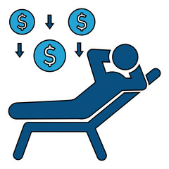Passive Income Icon  Relaxed Person Earning Money, Financial Freedom, Wealth Generation Concept for Investment, Business, and Finance Design