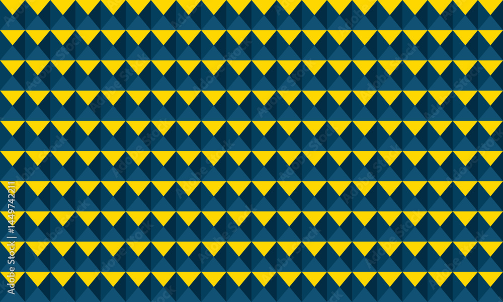 Poster abstract geometric background featuring a repeating pattern of teal and yellow triangles. ideal for 