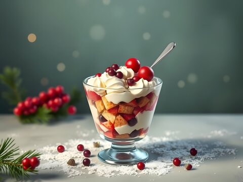 Christmas trifle in glass cup