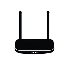Router Silhouette Vector Wireless Signal Connection Icon and Logo
